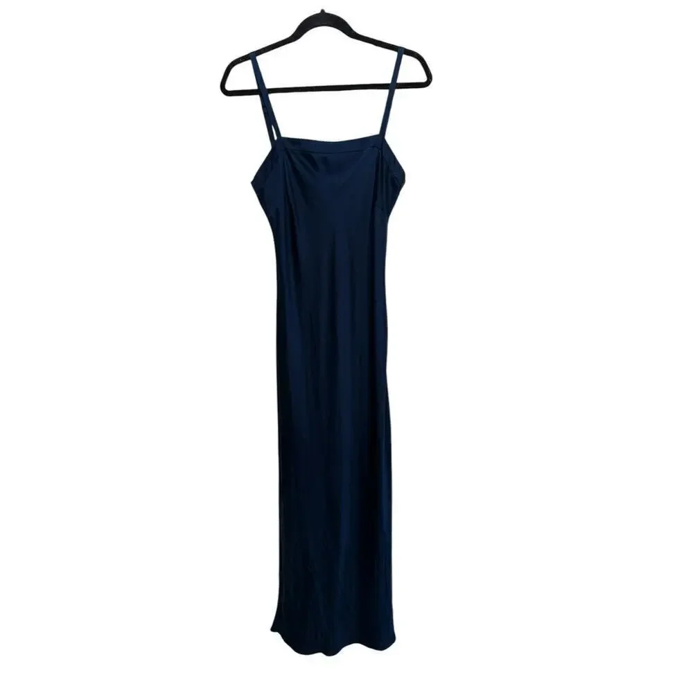 Von Troska Sydney Blue Sleeveless pure silk Maxi Dress Size Medium